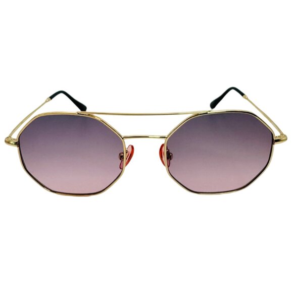 6105 | Black Two Tone Hexagon Sunglasses - Picture 1 of 5